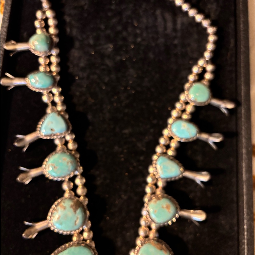 Turquoise and Silver Women's Necklace - Picture 4 of 9